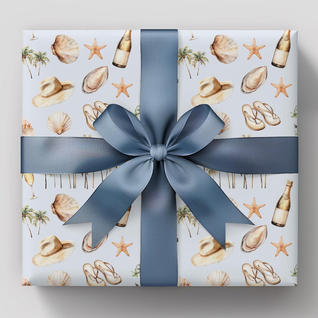 Tropical Wrapping Paper Roll, Last Toast on the Coast Gift Wrap ...