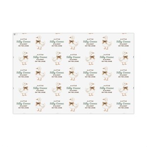 Baby Shower Wrapping Paper, A Little Silly Goose Is Almost on the Loose Gift Wrap, Goose Baby Shower Wrap, Gender Neutral Baby Gift Wrap image 3