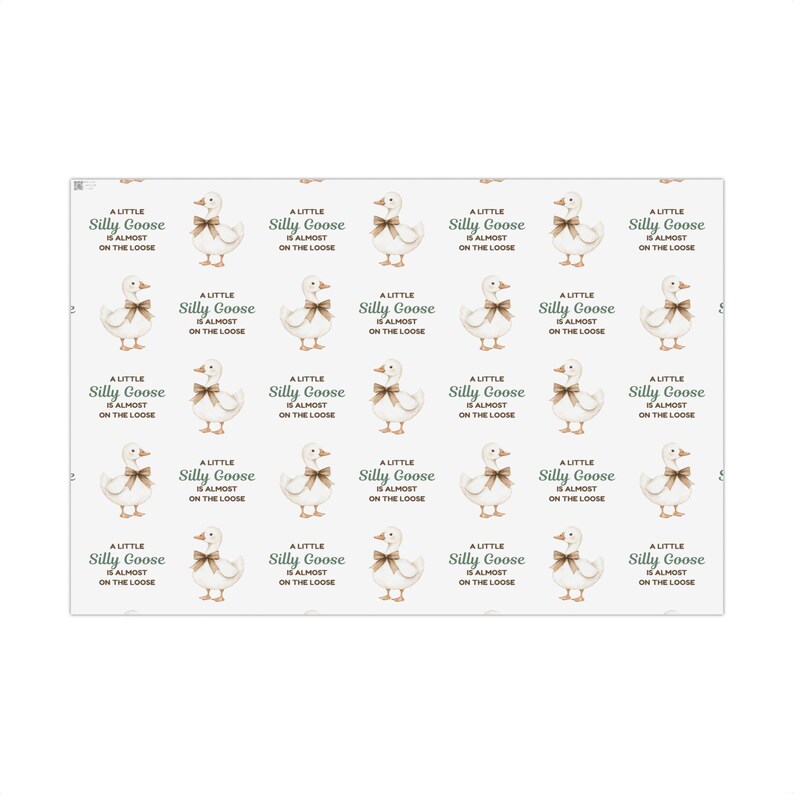 Baby Shower Wrapping Paper, A Little Silly Goose Is Almost on the Loose Gift Wrap, Goose Baby Shower Wrap, Gender Neutral Baby Gift Wrap image 3
