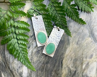 Hammered Sterling Silver Turquoise Earrings