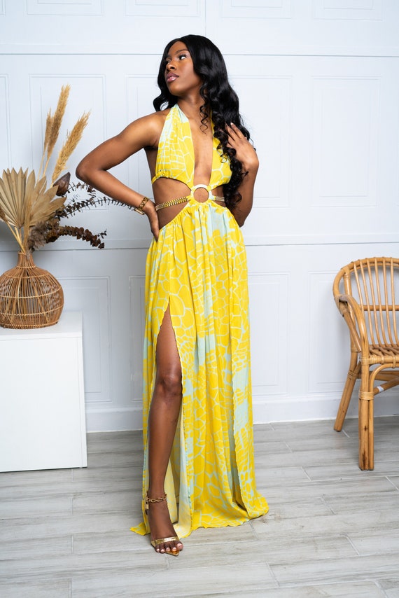 SEA OF SUNSHINE Yellow Maxi Dress - Etsy SEA OF SUNSHINE Yellow Maxi Dress - Etsy