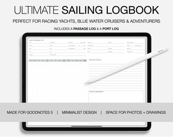 Ultimate Digital Sailing Logbook for Yachts, Family Cruising Holidays & Racing | Digital Yacht Logbook For GoodNotes | iPad Logbook