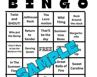 50's 60's & 70's Music Bingo Card Pack #3: Sheets 36 thru 60