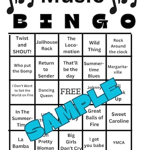 1 bis 15 Individuelle 50er 60er & 70er Jahre MUSIK BINGO Karten und Link zu Musik