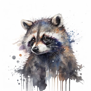 Clipart de raton laveur aquarelle | 10 JPG de haute qualité | Scrapbooking, fabrication de cartes, création numérique en papier | Utilisation commerciale | Téléchargement numérique