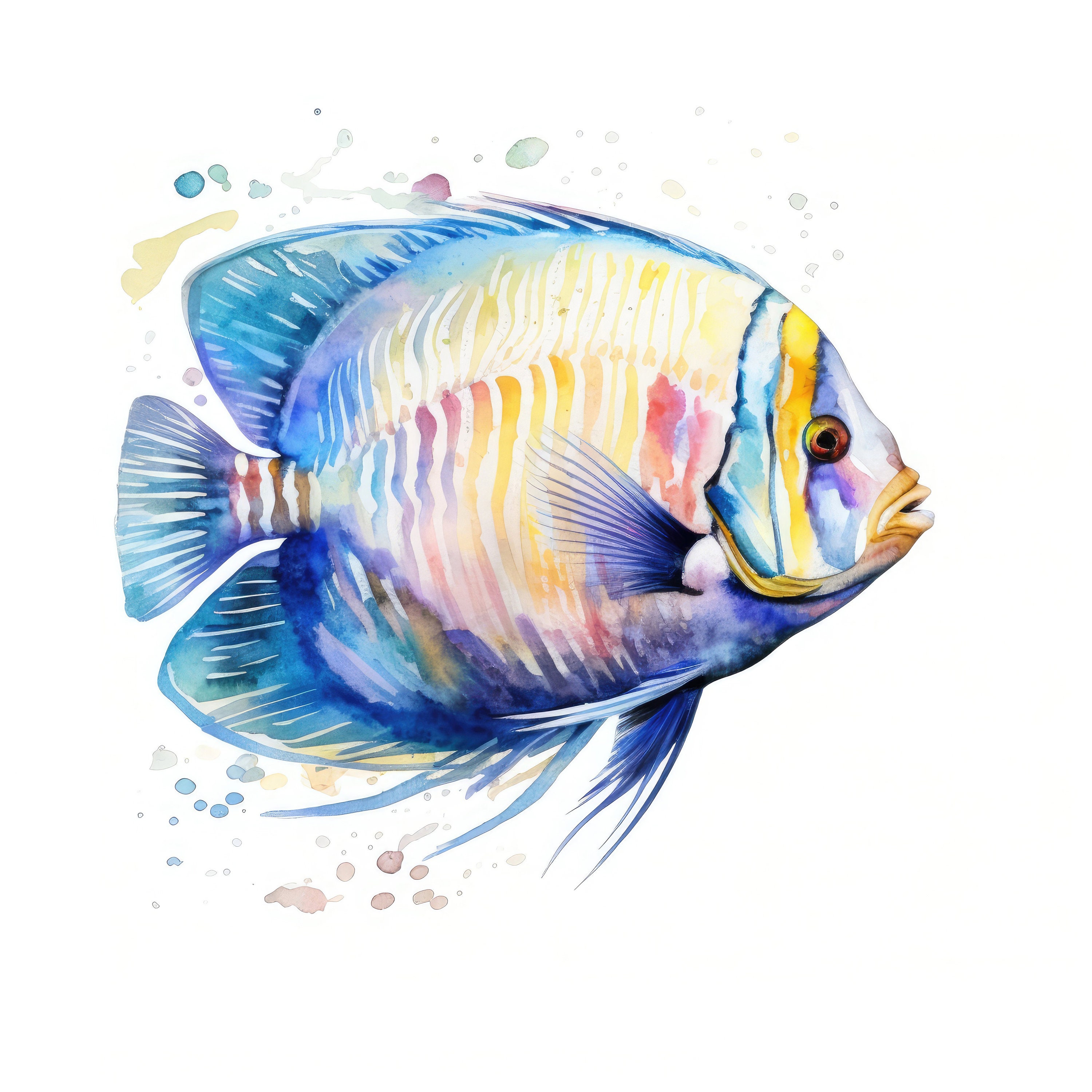 Emperor Angelfish Clipart Watercolor 10 High Quality JPG Scrapbooking ...