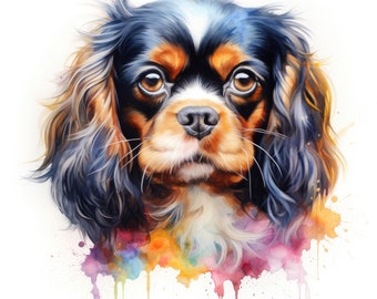 English Toy Spaniel Clipart | 10 High Quality JPG | Scrapbooking, Card making, Digital Paper Craft | Commercial Use | Digital Download
