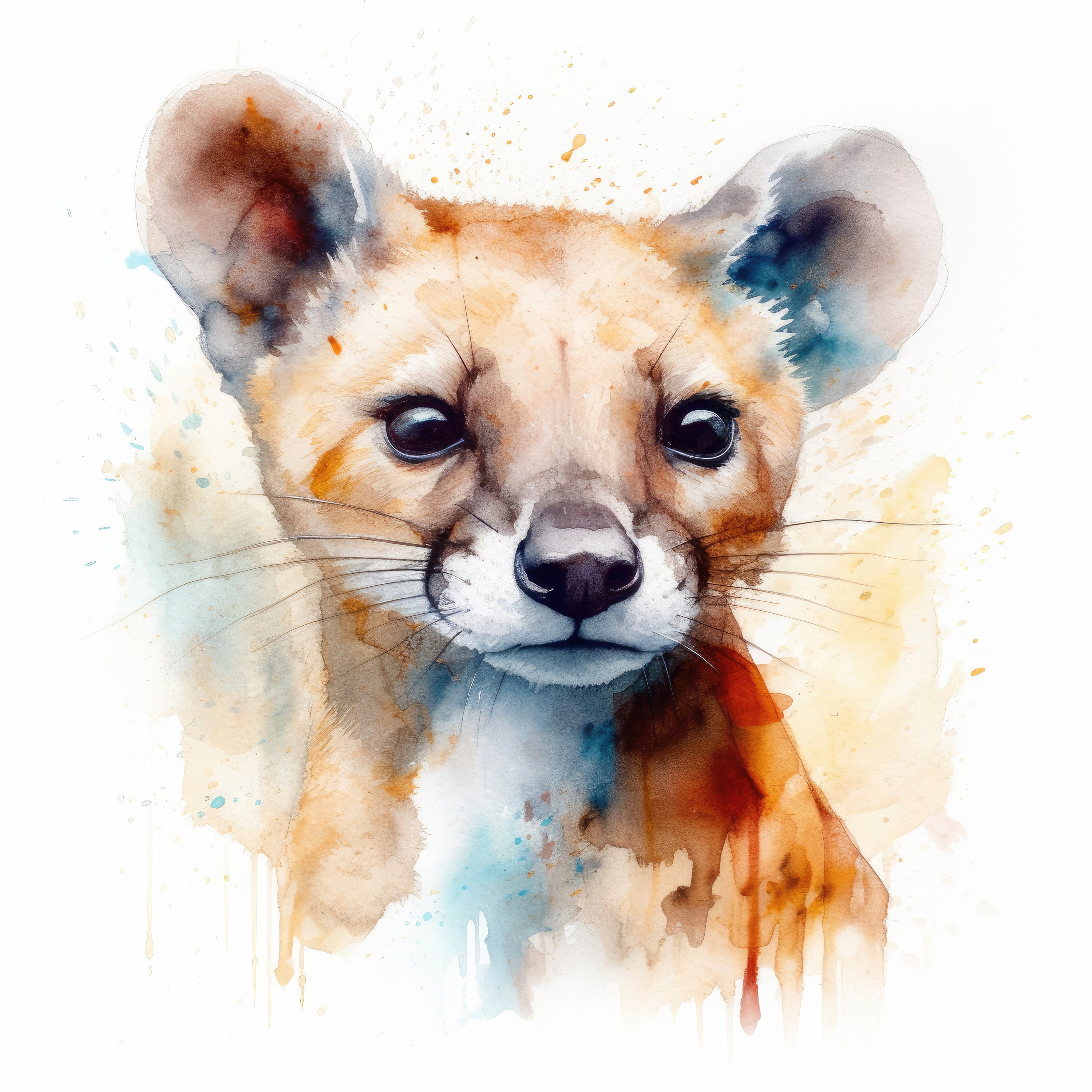 Fossa Watercolor Clipart Madagascar Animal | 10 High Quality JPG |  Scrapbooking, Card Making | Commercial Use | Digital Download - Etsy, image size:3000x3000