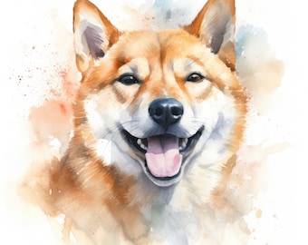 Watercolor Shiba Inu Clipart | 10 High Quality JPG | Scrapbooking, Card making, Digital Paper Craft | Commercial Use | Digital Download