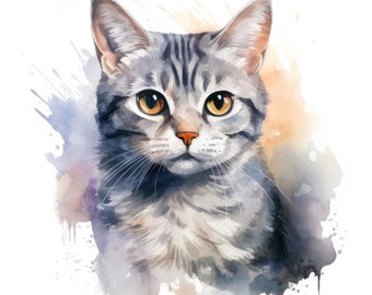 American Shorthair Clipart | 10 High Quality JPG | Scrapbooking, Card making, Digital Paper Craft | Commercial Use | Digital Download