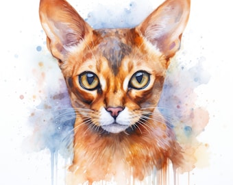 Abyssinian Cat Clipart | 10 High Quality JPG | Scrapbooking, Card making, Digital Paper Craft | Commercial Use | Digital Download
