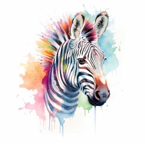 Aquarel Zebra Clipart | 10 JPG van hoge kwaliteit | Scrapbooking, kaarten maken, digitale papiermodellen | Commercieel gebruik | Digitaal downloaden