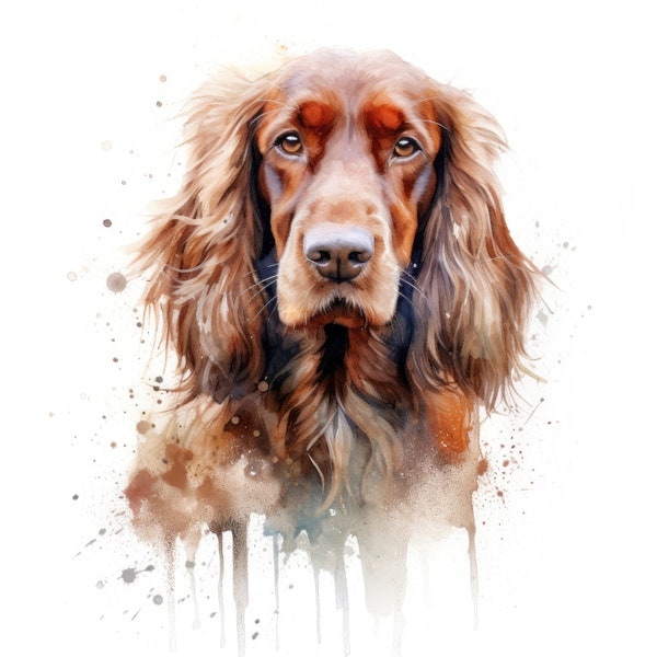 Irish Setter Clipart Watercolor Dog | 10 High Quality JPG | Scrapbooking, Card Making, Printable | Commercial Use | Digital Download