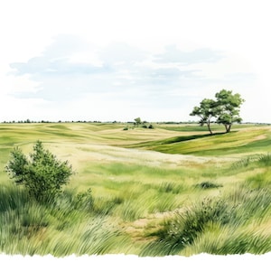 Grasland clipart landschap | 10 Hoge kwaliteit JPG | Scrapbooking, kaarten maken, digitaal papierwerk | Commercieel gebruik | Digitaal downloaden