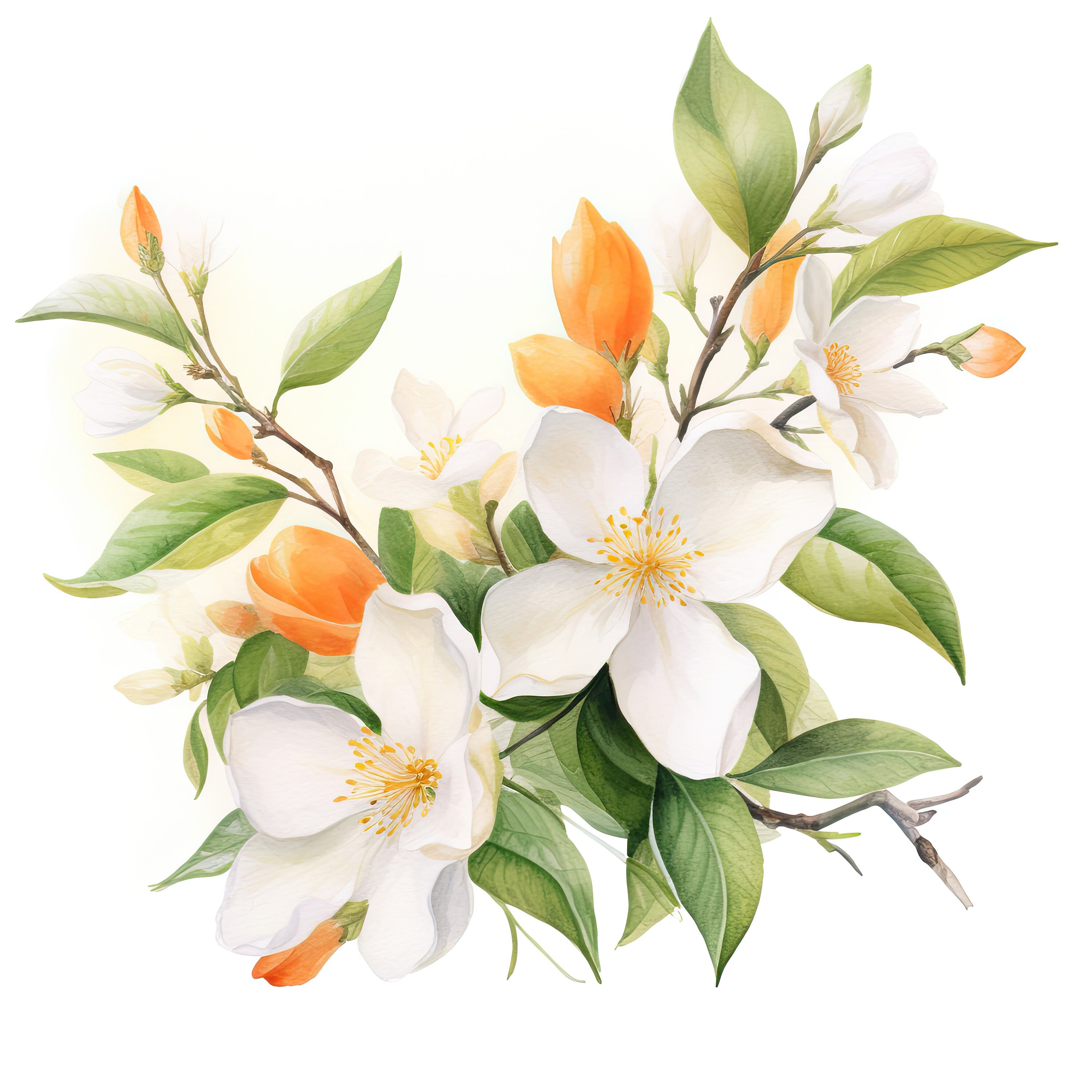 Orange Blossom Flower Clipart | 10 High Quality JPG | Scrapbooking ...