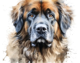 Watercolor Leonberger Clipart | 10 High Quality JPG | Scrapbooking, Card making, Digital Paper Craft | Commercial Use | Digital Download