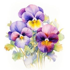 Viooltje bloem clipart | 10 Hoge kwaliteit JPG | Scrapbooking, kaarten maken, digitaal papierwerk | Commercieel gebruik | Digitaal downloaden