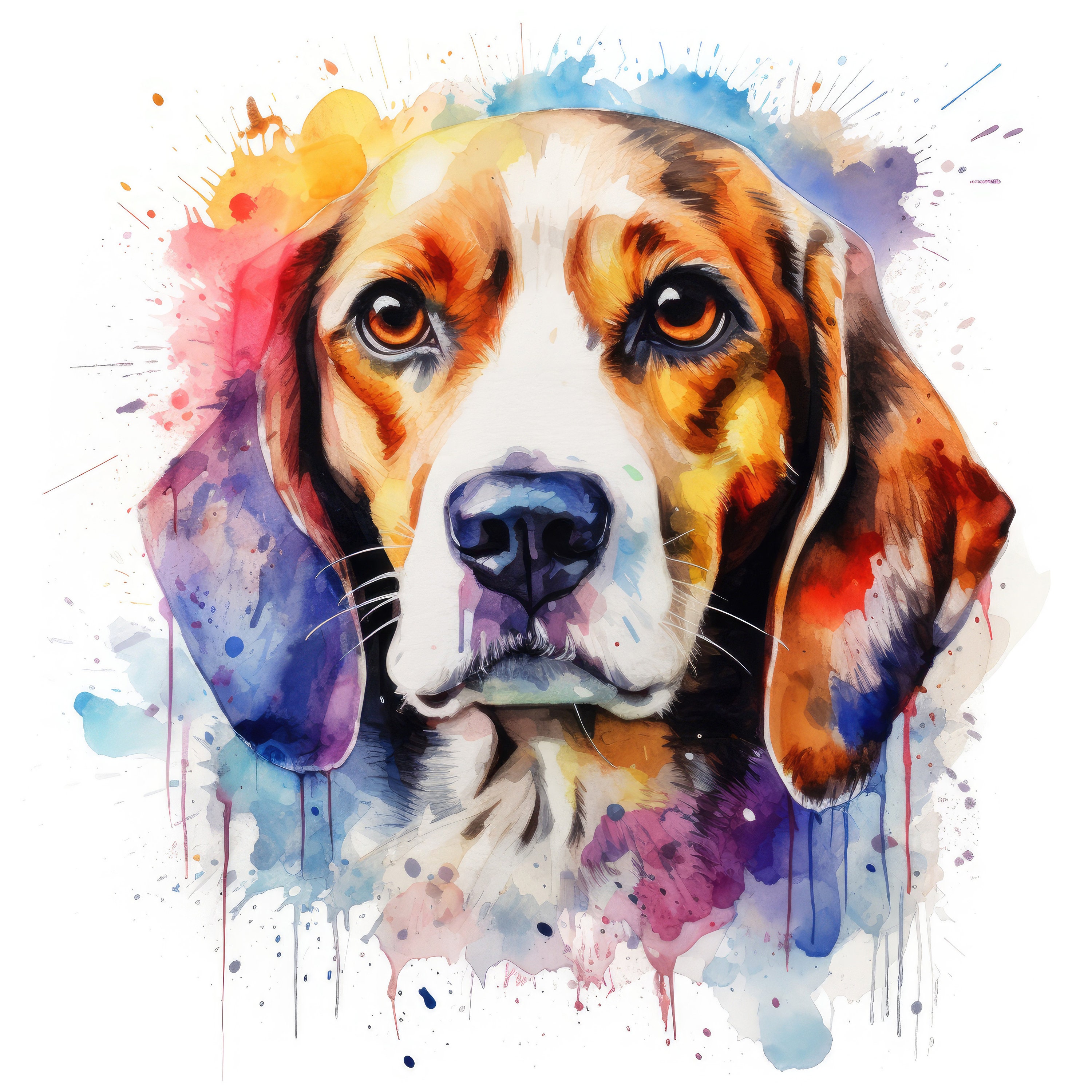 Watercolor Beagle Clipart | 10 High Quality JPG | Scrapbooking, Card making, Digital Paper Craft | Commercial Use | Digital Download