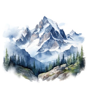 Mountain Range Clipart Landscape | 10 High Quality JPG | Scrapbooking, Card making, Digital Paper Craft | Commercial Use | Digital Download
