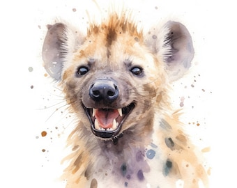 Watercolor Hyena Clipart | 10 High Quality JPG | Scrapbooking, Card making, Digital Paper Craft | Commercial Use | Digital Download