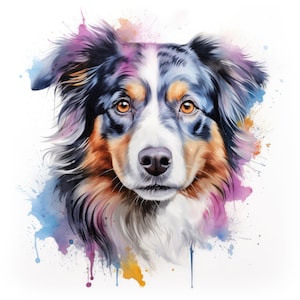 Australian Shepherd Clipart | 10 High Quality JPG | Scrapbooking, Card making, Digital Paper Craft | Commercial Use | Digital Download