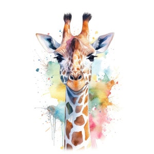 Clipart de jirafa acuarela / 10 JPG de alta calidad / Scrapbooking, Fabricación de tarjetas, Arte de papel digital / Uso comercial / Descarga digital