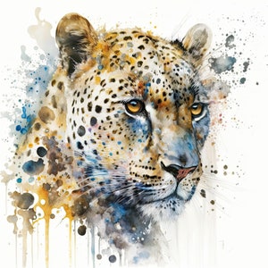 Leopard Clipart Watercolor | 10 High Quality JPG | Scrapbooking, Card Making, Digital Paper Craft | Commercial Use | Digital Download