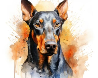 Doberman Pinscher Clipart | 10 High Quality JPG | Scrapbooking, Card making, Digital Paper Craft | Commercial Use | Digital Download