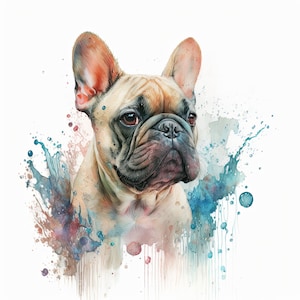 Aquarell Französische Bulldogge Clipart | 10 Hochwertige JPG | Scrapbooking, Kartenherstellung, Digital Paper Craft | Kommerzielle Nutzung | Digitaler Download