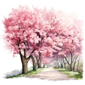 Cherry Blossom Grove Clipart / 10 JPG de alta calidad / Scrapbooking, Fabricación de tarjetas, Artesanía de papel digital / Uso comercial / Descarga digital