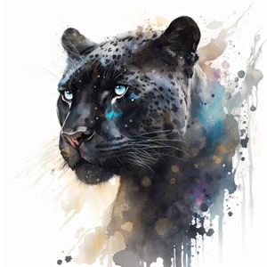 Watercolor Black Panther Clipart | 10 High Quality JPG | Scrapbooking, Mixed Media, Digital Paper Craft | Commercial Use | Digital Download