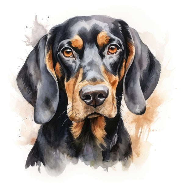 Black and Tan Coonhound Clipart | 10 High Quality JPG | Scrapbooking, Card making, Digital Paper Craft | Commercial Use | Digital Download