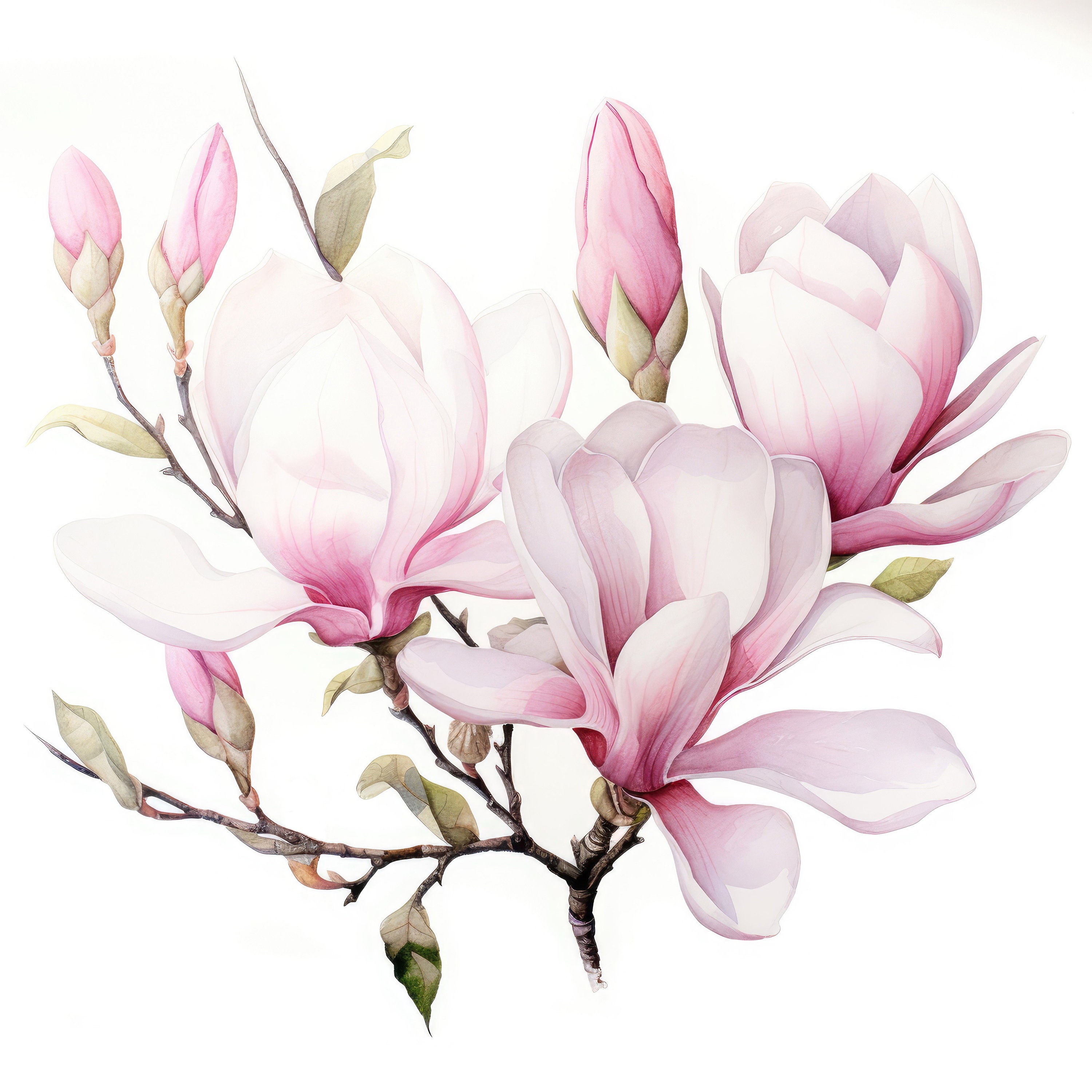 Magnolia Flower Clipart 10 High Quality JPG Scrapbooking, Card Making ...