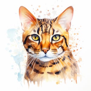 Clipart chat Bengal | 10 fichiers JPG de haute qualité | Scrapbooking, fabrication de cartes, création numérique en papier | Utilisation commerciale | Téléchargement numérique