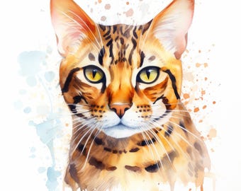 Bengal Cat Clipart | 10 High Quality JPG | Scrapbooking, Card making, Digital Paper Craft | Commercial Use | Digital Download