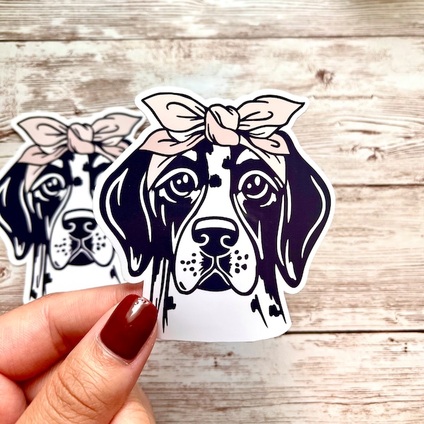 Pointer Dog Flower Crown 3"x3" Weatherproof Sticker