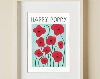 Happy Poppy - Minimal Style Art Print