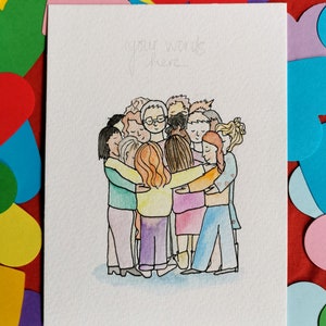 Bonne chance - Carte de voeux câlin de groupe
