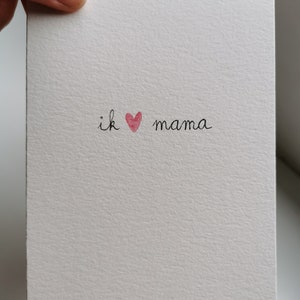 Eu <3 mãe - cartão de felicitações pintado à mão