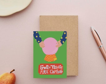 Good Things Are Coming - Personaliseerbare Wenskaart met krassticker