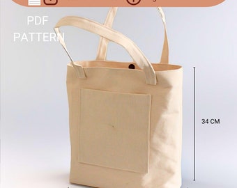 Casual Tote Bag Pattern | Tote Bag with Pockets | Easy Sewing Pattern PDF | Beginner Friendly|Gift Idea|Instant Download|Shopper Bag Pattern
