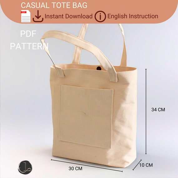 Casual Tote Bag Pattern | Tote Bag with Pockets | Easy Sewing Pattern PDF | Beginner Friendly|Gift Idea|Instant Download|Shopper Bag Pattern