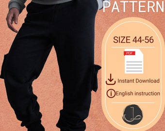 Jogger pants pattern/Sewing PDF Pattern /Joggers Men Pattern/Pants with Pocket/Sweatpants pattern/Tracksuit sewing patterns