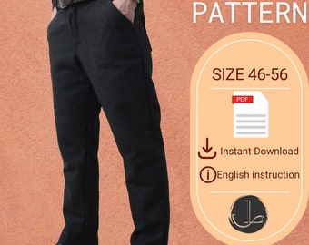 Men's Pants Sewing Pattern/ PDF Sewing Pattern/Men Trousers PDF Pattern/Sewing pattern for men/ 6 Size