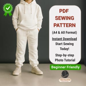 Sweatshirt and Sweatpant Sewing Pattern for Kids / 11 SIZE / Hoodie Sweatshirt Pattern/Jogger Sweatpant Pattern/PDF pattern/Instant Download