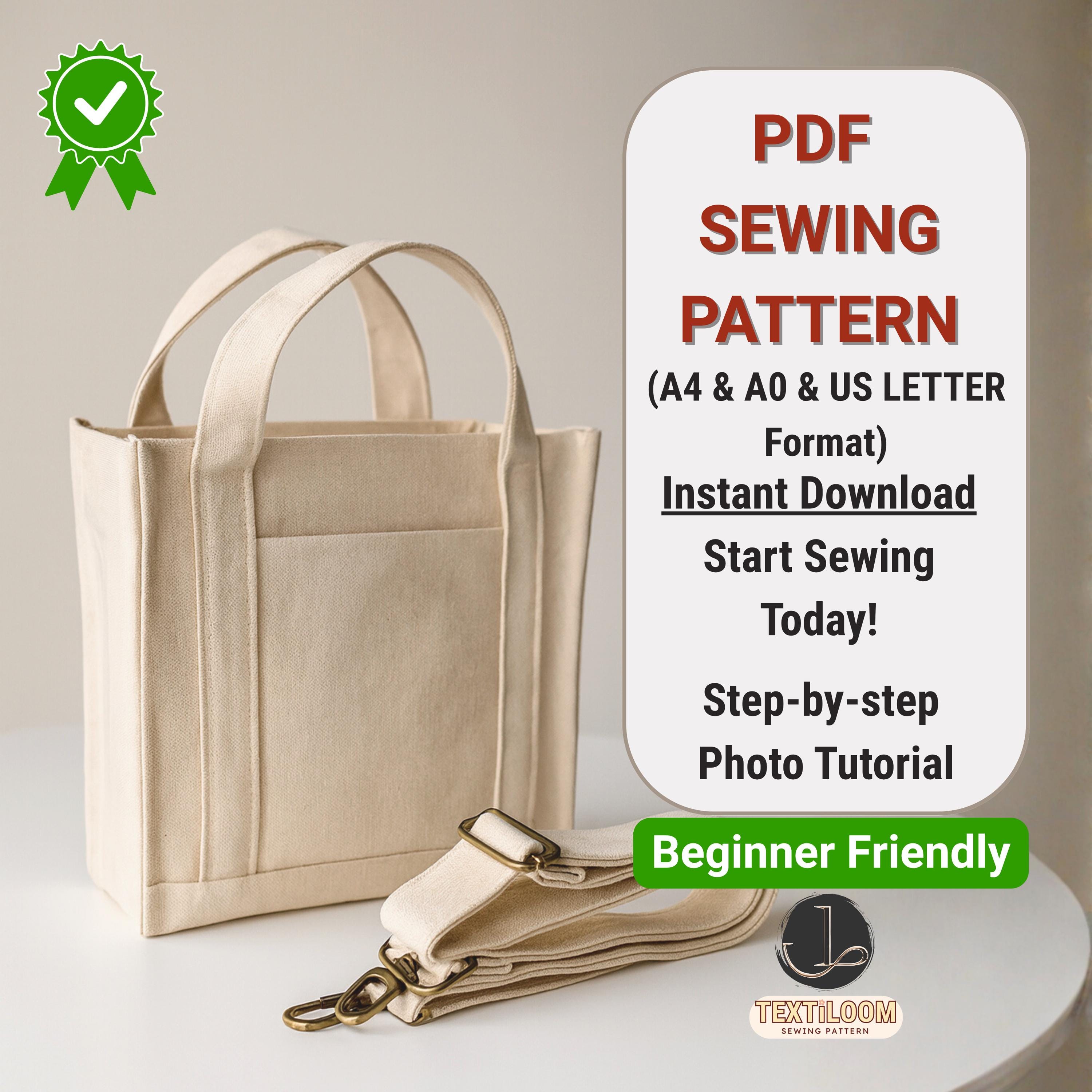 Midi Crossbody Tote Bag Sewing Pattern| Tote Bag With Pockets |PDF ...