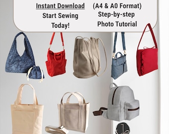 9 Bag Sewing Pattern Bundle | PDF Pattern | Instant Download | Canvas Bag | Sewing Pattern | Beginner Friendly | Gifts For Her