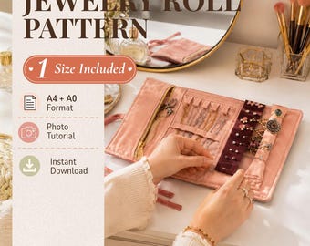 Quilted Jewelry Roll Sewing Pattern | Travel Jewelry Organizer | PDF Pattern | Jewelry Case | Gift For Her | Jewelry Holder | Toiletry