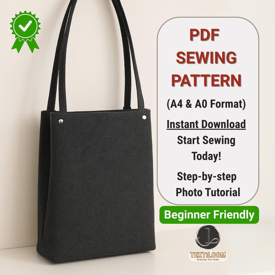 Tote Bag Sewing Pattern PDF | Easy Slouchy Bag | Beginner Friendly | A4 ...