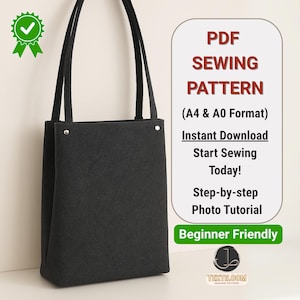 Tote Bag Sewing Pattern PDF | Easy Slouchy Bag | Beginner Friendly | A4 & A0 | Instant Download | Lined Fabric Bag Pattern | Shoulder Bag